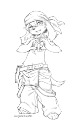 Size: 749x1200 | Tagged: safe, artist:koiyaroid, jin macchiato, basset hound, canid, caninu, dog, mammal, anthro, boy, cub, male, plantigrade, solo boy, solo cub, solo male, young, fuga: melodies of steel, little tail bronx, blushing, clothing, kemono, kemoshota, looking at you, pawpads, precum, smiling, solo, topless, winking