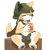 Size: 1201x1201 | Tagged: safe, artist:bis, hack montblanc, canid, caninu, corgi, dog, mammal, welsh corgi, anthro, boy, cub, male, solo boy, solo cub, solo male, young, fuga: melodies of steel, little tail bronx, 2023, cape, clothing, eating, eyes closed, fur, helmet, military helmet, pawpads, paws, shorts, smiling, solo