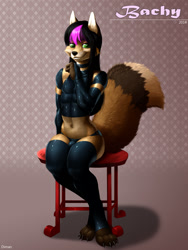 Size: 1125x1500 | Tagged: safe, artist:diman, oc:bachy, anthro, boy, femboy, male, slender, solo boy, solo male, solo teen, teen, twink, young, colored, digital, fully shaded, black hair, bulge, clothing, fur, green eyes, hair, latex, solo