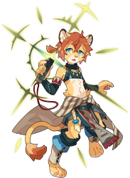 Size: 1194x1632 | Tagged: safe, official art, teo, feline, lion, anthro, boy, cub, male, solo boy, solo cub, solo male, young, world flipper, alternate version, blue eyes, fur, hair, open mouth, orange hair, solo, tail, transparent background, whiskers, white fur, yellow fur