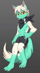 Size: 934x1682 | Tagged: artist needed, safe, anthro, boy, cub, male, solo boy, solo cub, solo male, young, cel shaded, colored, digital, clothing, kemono, kemoshota, pecs, solo, spats, topless