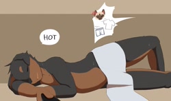 Size: 2180x1279 | Tagged: safe, artist:kaxitanda0315, canid, doberman, dog, mammal, anthro, boy, cub, male, plantigrade, slender, solo boy, solo male, solo teen, teen, twink, young, black fur, brown fur, fur, kemono, kemoshota, nudity, solo, sweat, too hot, towel