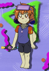 Size: 2631x3758 | Tagged: safe, artist:khaimera, oc:foxxx321, canid, dog, fox, mammal, boy, cub, male, solo boy, solo cub, solo male, young, blushing, clothing, shorts, solo, tail