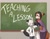 Size: 1280x1006 | Tagged: safe, artist:fuf, hybrid, adult, adult/cub, adult/young, boy, cub, male, male/male, males only, young, comic:teaching a lesson, age difference, chalkboard, clothing, collar, fur, pants, scared, striped tail, tie, tugging collar, white fur