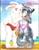 Size: 2480x3200 | Tagged: suggestive, artist:inuki, felid, lagomorph, mammal, anthro, anthro/anthro, boy, cub, cubs only, female, girl, male, slender, young, ai enhanced, digital, albino, bikini, clothing, drooling, duo, duo focus, fur, gray fur, hair, ice cream, looking at another, looking at each other, outdoors, plushie, pool float, slice of life, smiling, suggestive food, swimwear, topless, white fur
