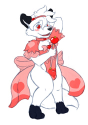 Size: 1053x1500 | Tagged: suggestive, artist:keres, oc:arcc, arctic fox, canid, fox, mammal, vulpine, boy, cub, femboy, male, solo boy, solo cub, solo male, young, blushing, bulge, clothing, crossdressing, detailed bulge, magical boy, skimpy outfit, solo