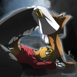 Size: 800x800 | Tagged: non-con, suggestive, artist:riverglaive, canid, cat, felid, fox, mammal, red fox, adult, adult/cub, adult/young, boy, cub, male, male/male, man, man/boy, age difference, bdsm gear, bondage, dubcon, fondling, handcuffed, handcuffs, hat, police hat, police uniform, uniform