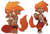 Size: 1764x1200 | Tagged: safe, artist:notfornothin, flamemon, anthro, boy, chibi, male, slender, young, series:wired wilds, brown skin, clothing, digitigrade, fang, fluffy tail, full-length portrait, horns, looking at you, nipples, smiling, smiling at you, teeth, tongue out, topless, tribal markings, v sign