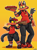 Size: 2502x3380 | Tagged: safe, artist:felino, oc:milo the litten, oc:zach the torracat, felid, generation 7 pokemon, litten, mammal, pokemon (species), torracat, anthro, chibi, chubby, cub, male, slender, young, pokémon, digital, limited palette, 5 fingers, anthrofied, backwards baseball cap, ball cap, black body, black claws, black clothing, black fur, black hat, black nose, black pants, black shirt, black shoes, black shorts, black stripes, bottomwear, brothers, bulge, cheese, claws, clothing, container, delivery boy, dress shirt, duo, evolutionary family, finger claws, fingers, food, footwear, freckles, front view, full-length portrait, fur, grey nose, hat, headwear, looking at another, looking at each other, looking down, looking up, pants, pizza, pizza box, polo shirt, red body, red clothing, red eyes, red fur, red hat, red shirt, red shoes, red stripes, shirt, shoes, shorts, siblings, size difference, smiling, smirk, sneakers, socks, standing, steam, striped body, striped fur, stripes, tongue, tongue out, topwear, uniform, white clothing, white socks, wide hips, yellow sclera