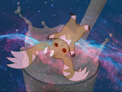 Size: 1000x750 | Tagged: safe, artist:roguemorpho, oc:tinba, digimon (species), lopmon, cub, cubs only, male, males only, solo cub, solo male, young, digimon, colored, digital, flat colored, sketch, beady eyes, featureless crotch, floating, front view, looking at you, lop ears, solo, spread arms, surreal, upside down