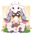 Size: 2022x2133 | Tagged: safe, artist:bloominglynx, generation 8 pokemon, lamball, pal (species), pokemon (species), wooloo, ambiguous gender, feral, semi-anthro, crossover, palworld, pokémon, colored, digital, cloven hooves, duo, front view, hooves, horns, open mouth, open smile, sitting, smiling, yellow eyes, yellow sclera