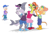 Size: 1664x1088 | Tagged: safe, artist:stinkek, avian, bird, fish, mammal, marine, mouse, murid, rodent, shark, toucan, worm, anthro, boy, cub, cubs only, female, girl, male, young, young only, worms, colored, digital, 4 fingers, anthrofied, ball cap, black hair, blonde hair, blue eyes, boots, bottomwear, brown eyes, clothing, footwear, group, hair, hat, headwear, looking at another, looking at each other, orange hair, overalls, pants, pink eyes, propeller hat, red eyes, sandals, sharp teeth, shirt, shoes, short hair, shorts, skirt, standing, sweater, tank top, topwear, turtleneck