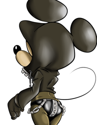 Size: 588x759 | Tagged: suggestive, artist:dandi, mickey mouse, mammal, mouse, murid, rodent, anthro, cub, cubs only, male, males only, solo cub, solo male, young, disney, kingdom hearts, edit, chain, clothing, crop top, cropped hoodie, hood up, hoodie, rear view, rodent tail, solo, standing, zipper hoodie, zipper underwear