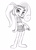 Size: 3500x4900 | Tagged: safe, artist:wugi, coco bandicoot, bandicoot, mammal, marsupial, anthro, cub, cubs only, female, females only, plantigrade, slender, solo cub, solo female, young, young only, crash bandicoot series, monochrome, barefoot, clothing, contrapposto, crop top, flat breasts, full-length portrait, goggles, goggles on head, looking at you, midriff, nervous, nervous smile, one arm down, open fly, short shorts, shorts, smiling, solo, standing, tank top