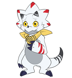 Size: 1400x1500 | Tagged: safe, artist:roguemorpho, oc:malum, digimon (species), gammamon, anthro, chubby, cub, cubs only, male, males only, semi-anthro, solo cub, solo male, digimon, colored, flat colored, 3 fingers, 3 toes, blush lines, bony frill, closed smile, fang, featureless chest, featureless crotch, frill (anatomy), hand to chest, head frill, horns, jagged mouth, smiling, solo, teeth, transparent background